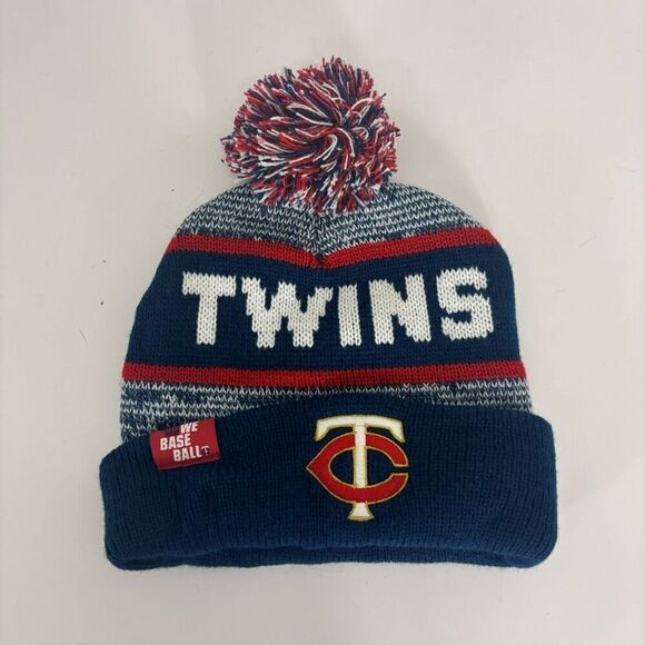MLB Minnesota Twins Baseball Navy Blue Pom Pom Winter Hat - Picture 1 of 2